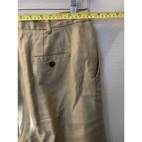 Nordstrom Classiques Women’s Tan Pleated High Waisted Size 10 Linen VTG 80s 90s - Picture 8 of 9